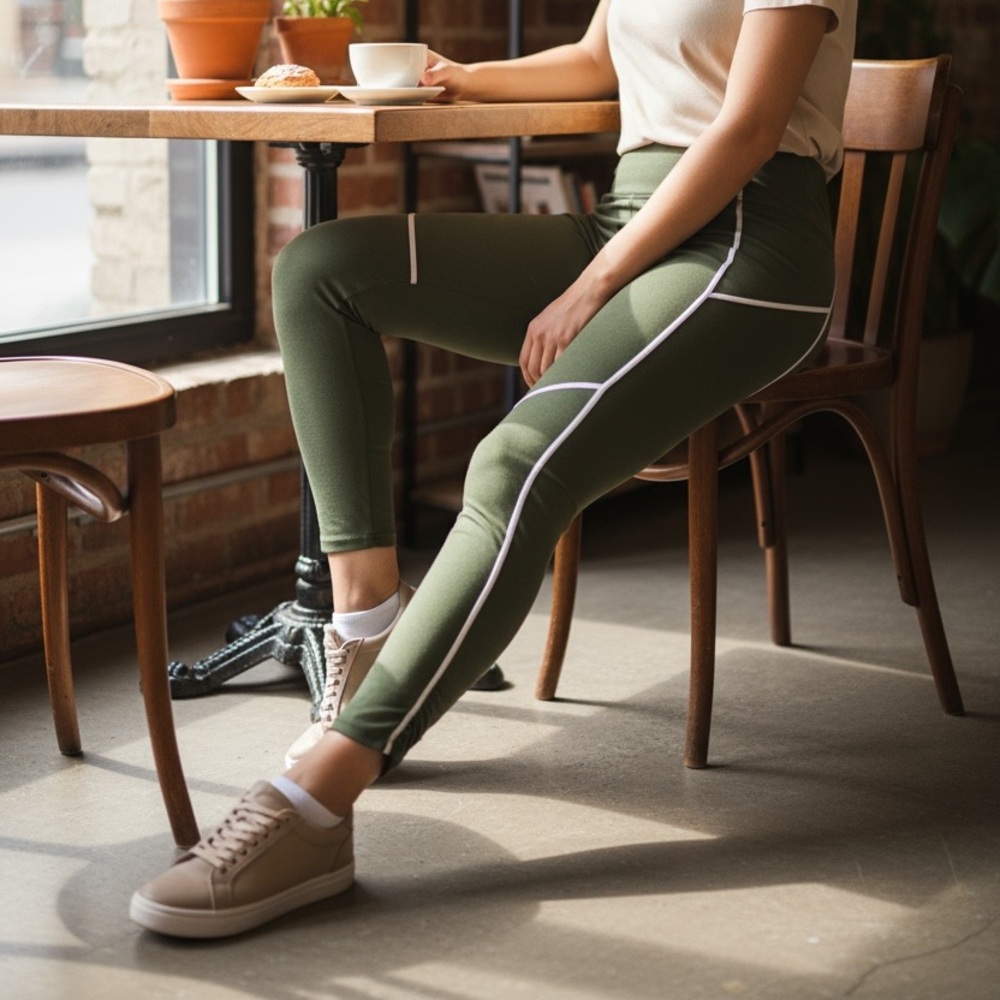 Free People Olive Green High-Waisted Leggings - Picture 2 of 15